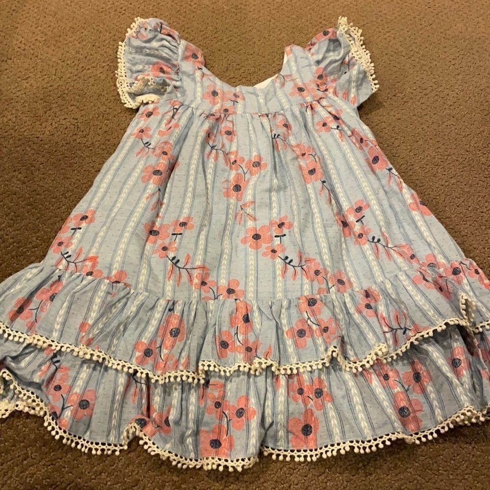 Ele Story Girls Blue Floral Lined Dress